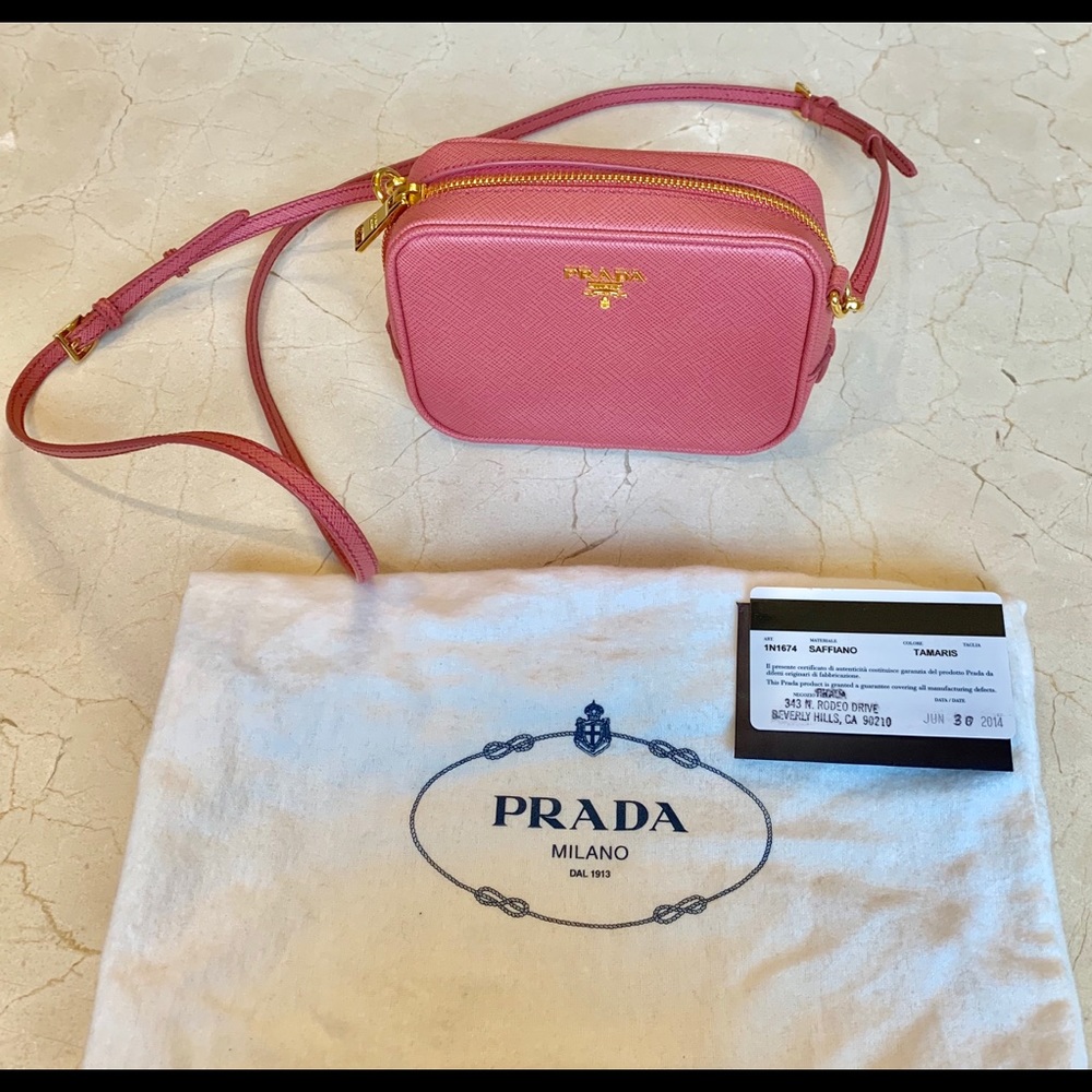 Prada Rose Crossbody Bag with Gold Accents
